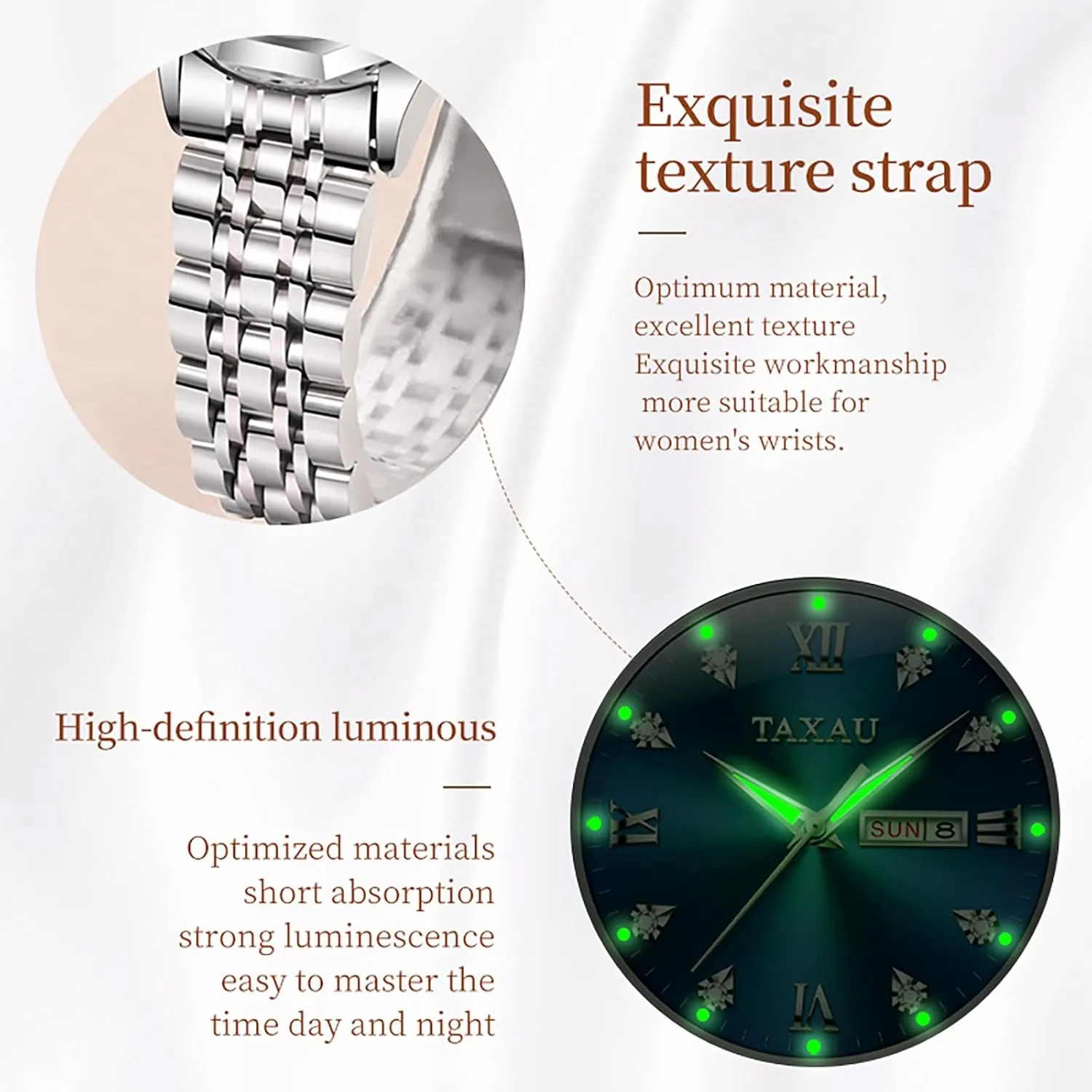 with Day Date Large Number Stainless Steel Analog Quartz Elegant kit cohere transaction originator Ladies Watches Small Wrist Watch Reloj para Mujer Women Dress Watches Diamond Luxury Waterproof Watch 