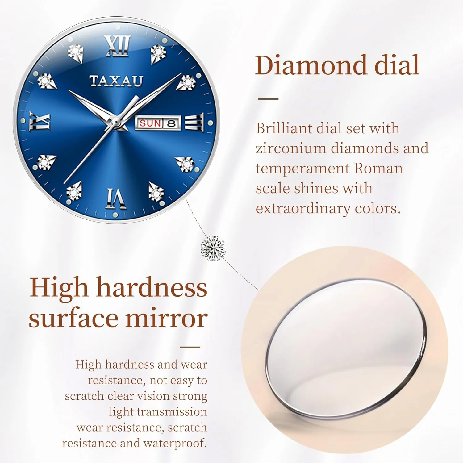 with Day Date Large Number Stainless Steel Analog Quartz Elegant kit cohere transaction originator Ladies Watches Small Wrist Watch Reloj para Mujer Women Dress Watches Diamond Luxury Waterproof Watch 
