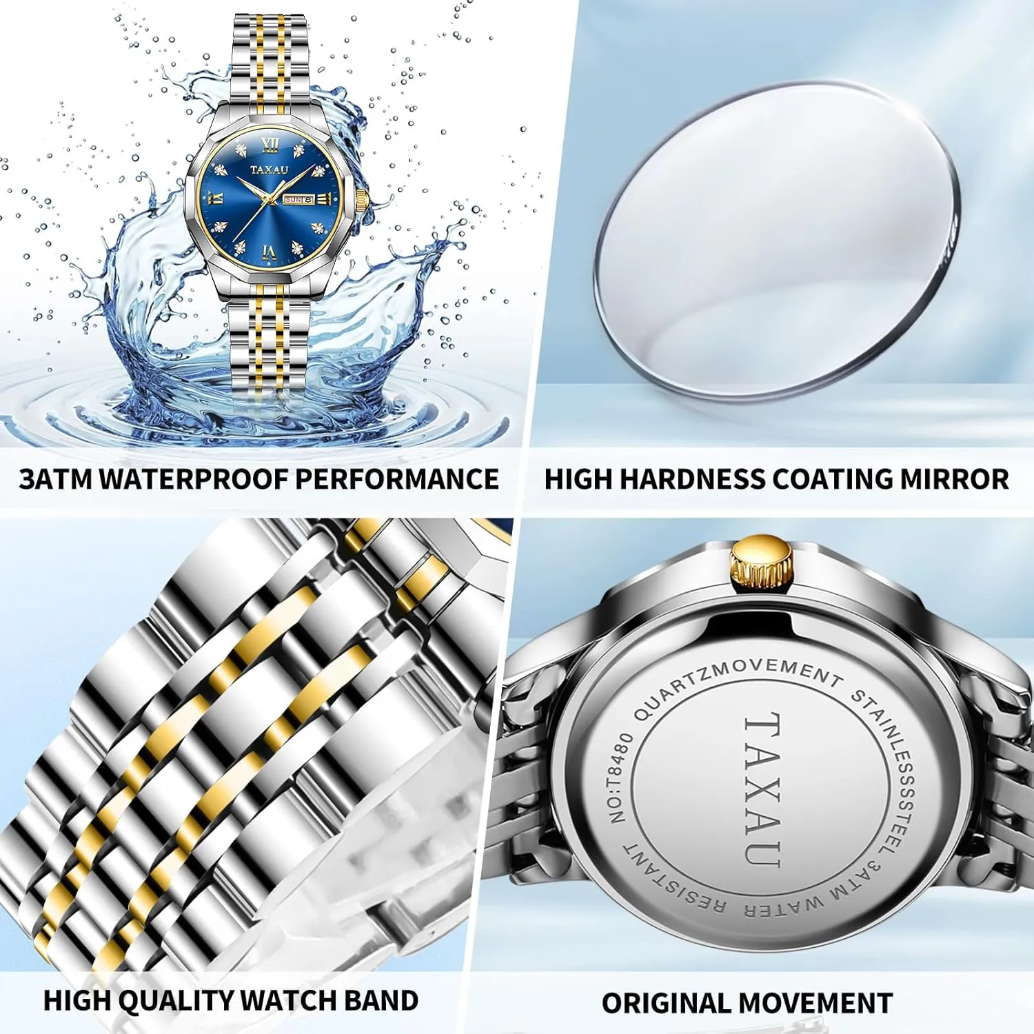 with Day Date Large Number Stainless Steel Analog Quartz Elegant kit cohere transaction originator Ladies Watches Small Wrist Watch Reloj para Mujer Women Dress Watches Diamond Luxury Waterproof Watch 