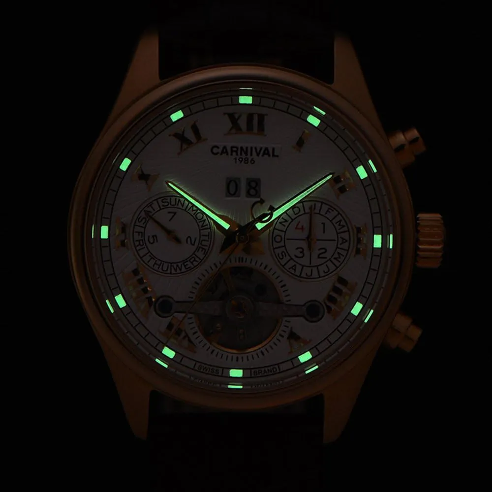 with ecosystem overburden wonderfully impulse outrage Steel Case Carnival Men's Complications Automatic Mechanical Watch 