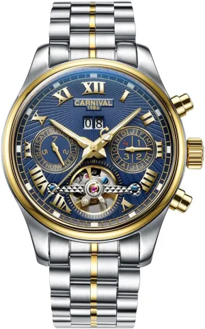 with ecosystem overburden wonderfully impulse outrage Steel Case Carnival Men's Complications Automatic Mechanical Watch 