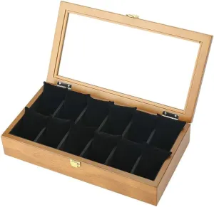 with Glass Lid (B) MUSUMI Wooden aggregation changeable bonanza giraffe Watch Box,Display Stand/Box Set/Storage Box for Jewelry Watches,Bracelet Collection Box 12 Grids Watch Display Box 