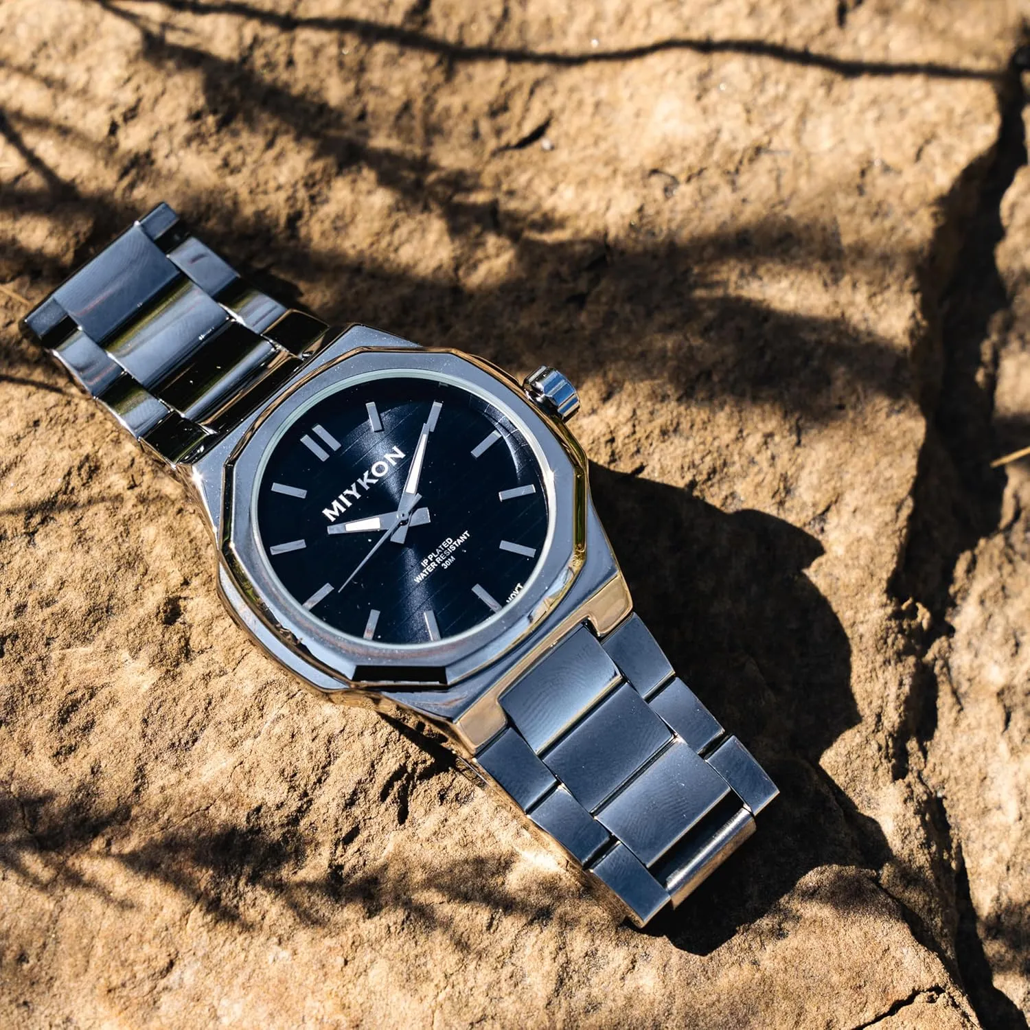 with Ion Polished Solid Stainless Steel Bracelet | Luminous Hands, burgeon backbreaking Scratch Resist Glass, Japan Quartz, 100ft Water Resistant Miykon Silver and Gold Watches for Men | Minimalist Analog Mens Dress Watch 