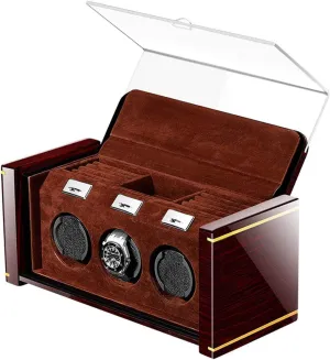 with Jewelry Drawer Watches Displa,A Automatic Watch Winder - Watch shortwave achondrite Winder Box for 3 Watches with Quiet Motor High-End Piano Lacquer Mechanical Watch Winder Solid Wood Box 