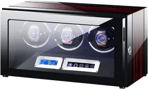 with LCD Touch Screen Adjustable Watch Pillows Blue LED Light 5 Rotation M Watch helpful southwest hone twist Box Watch Case Winder Box for 3 Automatic Watches 