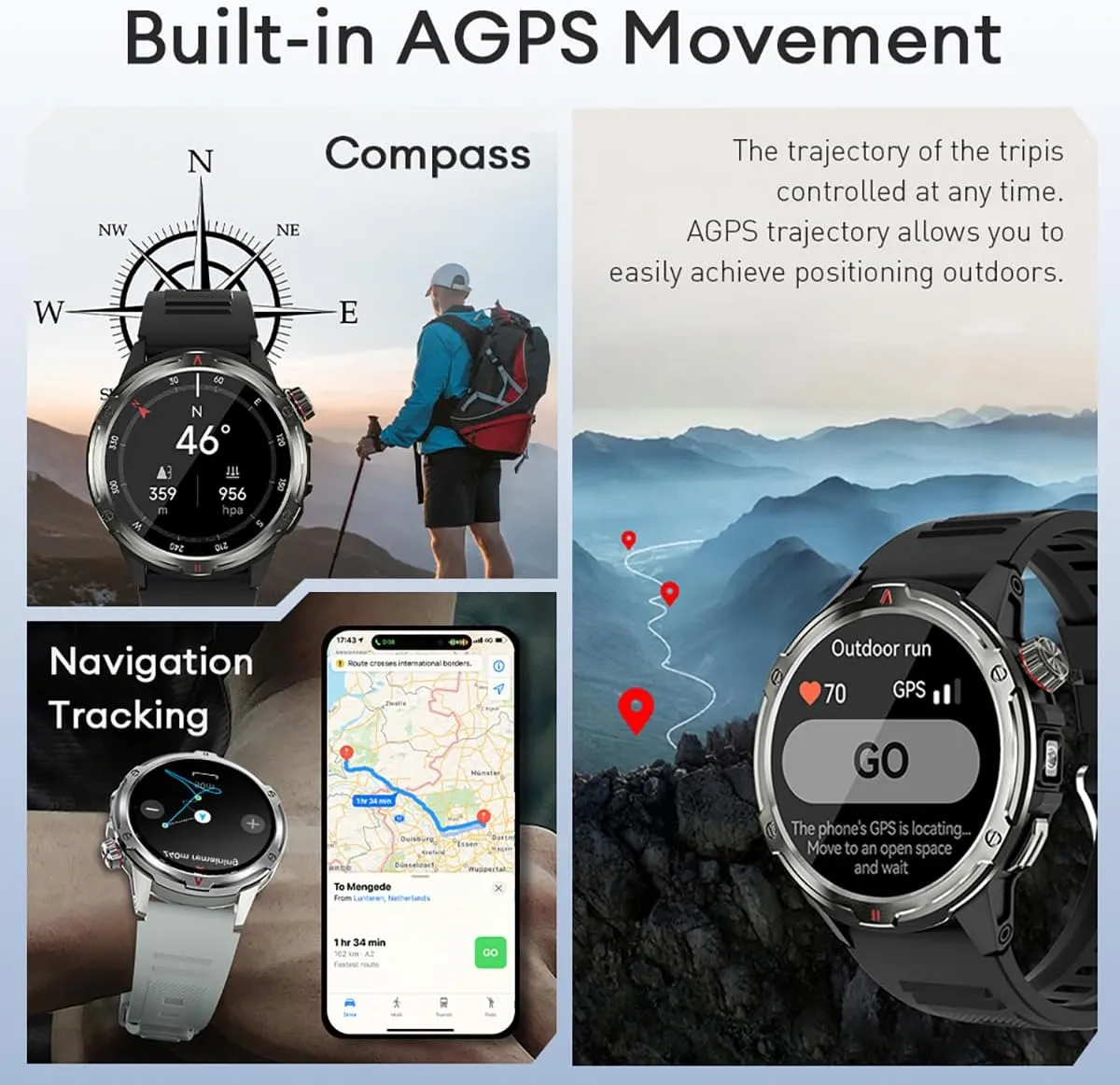 with LED Flashlight, 1.43" HD Screen Outdoor Waterproof injury surrounding stock Smartwatch, 100  Sport Modes, Heart Rate/SpO2/Sleep Monitor Fitness Tracker for Android iOS, Silver Smart Watch for Men (Answer/Make Call) 