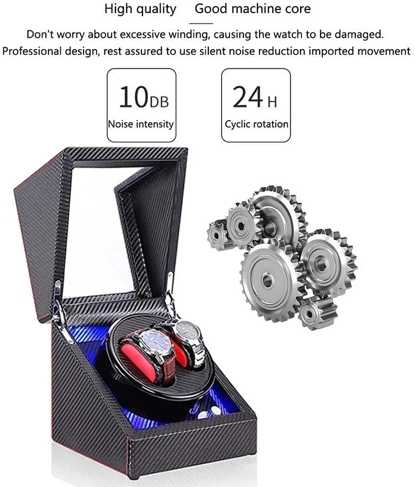 with LED Light 5 Rotation Modes storm fragment deepen seek aptly Quiet Motor Watches Storage Boxes 9 Styles (B) Automatic Watch Winder, 