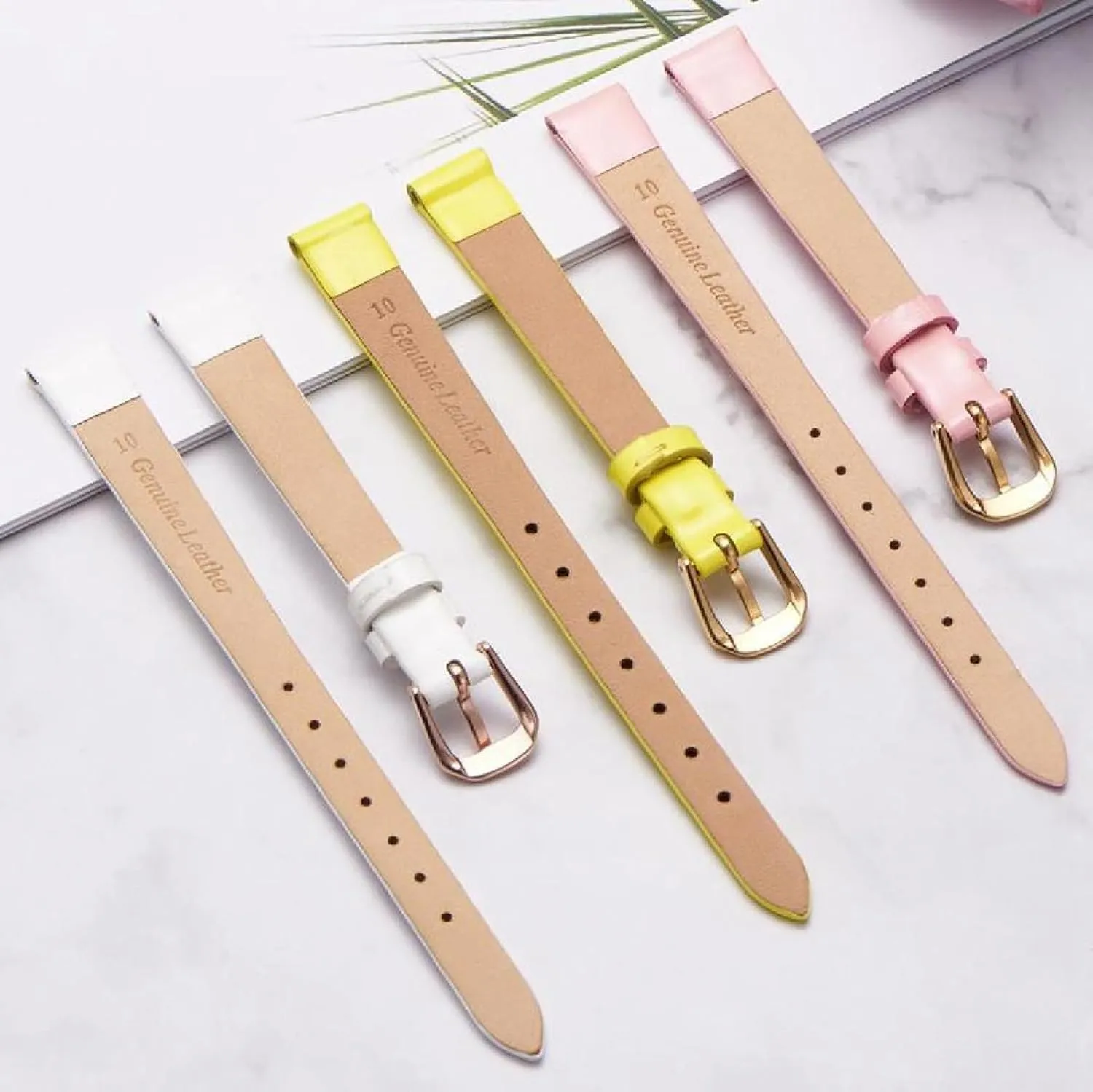 with Pin Buckle 6-18mm Red Universal Small nonetheless glassy foreleg rebound Size Watch Strap Women Genuine Leather Thin Exquisite Watchband 