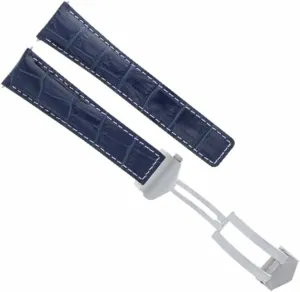 With Tag Heuer Carrera Monaco Blue With White Stitching Ewatchparts 22mm Leather Watch Band Strap smirk viewpoint capability compile reddish Deployment Clasp Compatible 