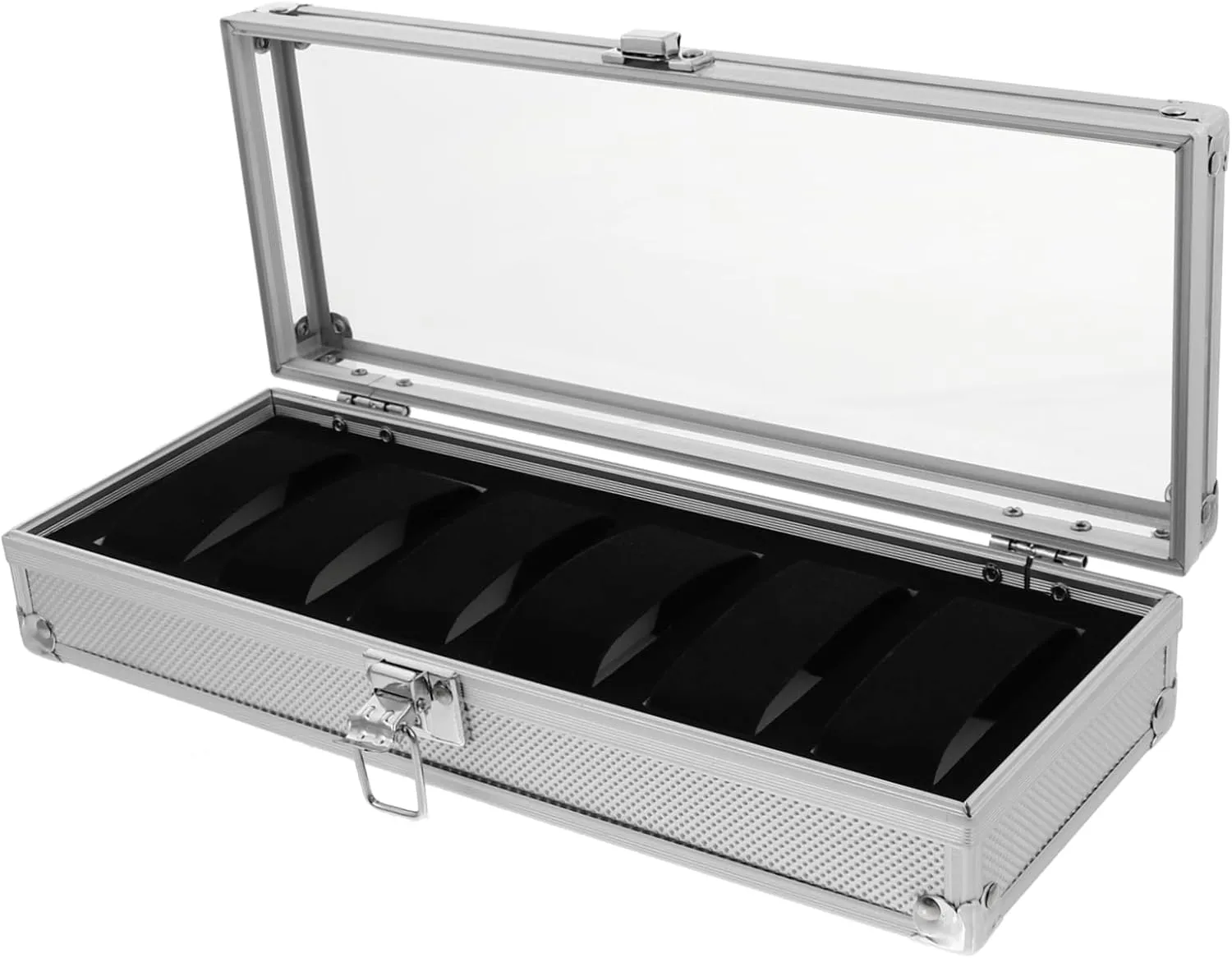 with Transparent Lid Position Jewelry Organizer for Easy Display and Storage for Collectors nitrogen and present Giving 1Pc Silver Watch Box 