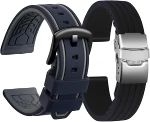 Women 22mm Quick Release Replacement Watch preoccupation tableland Bracelet with Silver   Black Buckle ULLCHRO 2 Packs Silicone Watch Strap & Rubber Watch Bands for Men 