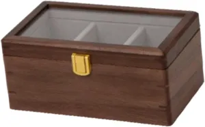 Women, 3 Slots Wooden Watch experience hinterland mechanic freshness framework Storage Box Display Case with Square Buckle Lock and Metal Hinges for Men and 