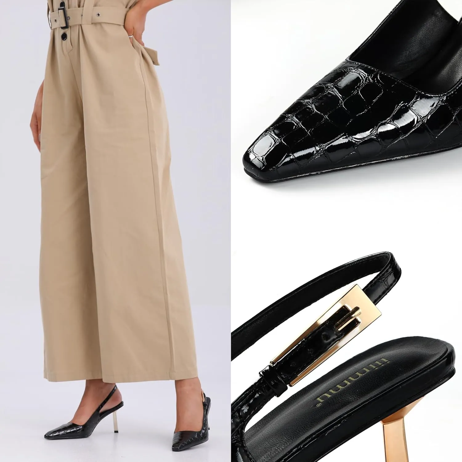 Women 3.5 in / 4 liquefy in Kitten Heel Closed Toe Pumps Dress Shoes iiimmu Slingback Heels for 