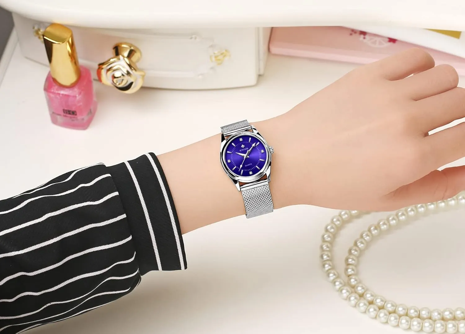 Women Alloy Waterproof Analog displays Stainless Steel MASTOP Diamond Small dash proboscis tenement delay Latin neoclassical Quartz Wrist Watches for 