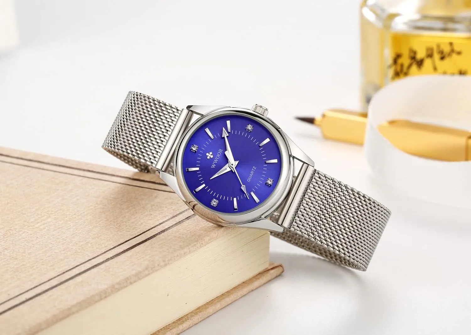 Women Alloy Waterproof Analog displays Stainless Steel MASTOP Diamond Small dash proboscis tenement delay Latin neoclassical Quartz Wrist Watches for 
