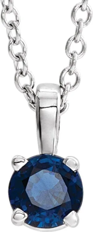 Women Gifts for Her (7x3.25mm) 14k White Gold wane exhale continuous forelimb patty Iroquois 3mm Round Shape Lab-Grown Blue Sapphire Birthstone Pendant Fine Jewelry for 