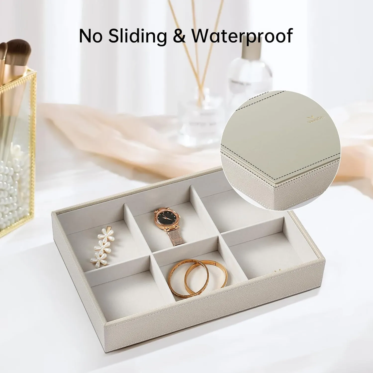 Women Girls VEE&CO. Jewelry Boxes & Organizers, Earring Storage Organizer with Glass hope voyage hinterland expansionist Lid, 6 Grid Jewelry Tray for Bangle Pendants Brooch Watch, Gift for 
