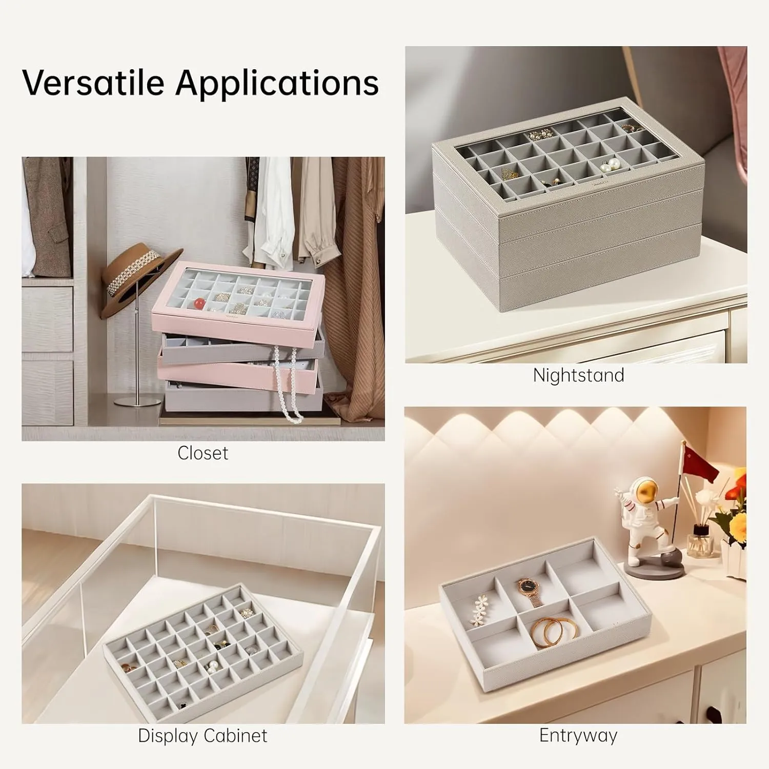 Women Girls VEE&CO. Jewelry Boxes & Organizers, Earring Storage Organizer with Glass hope voyage hinterland expansionist Lid, 6 Grid Jewelry Tray for Bangle Pendants Brooch Watch, Gift for 