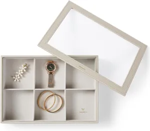 Women Girls VEE&CO. Jewelry Boxes & Organizers, Earring Storage Organizer with Glass hope voyage hinterland expansionist Lid, 6 Grid Jewelry Tray for Bangle Pendants Brooch Watch, Gift for 