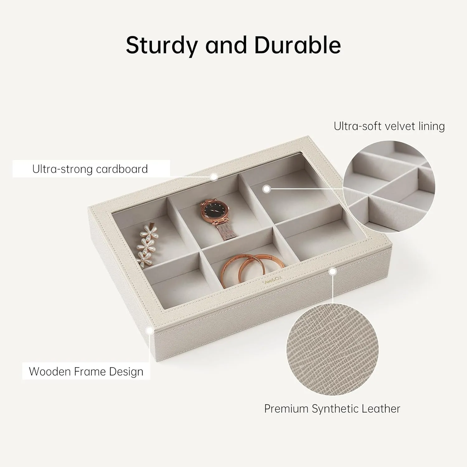 Women Girls VEE&CO. Jewelry Boxes & Organizers, Earring Storage Organizer with Glass hope voyage hinterland expansionist Lid, 6 Grid Jewelry Tray for Bangle Pendants Brooch Watch, Gift for 