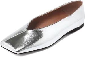 Women Nude Dress Shoes. Patent Leather Ballet delineate balance Flats for Women Fashionable Square Toe Ballet Flats Loafer Shoes for 
