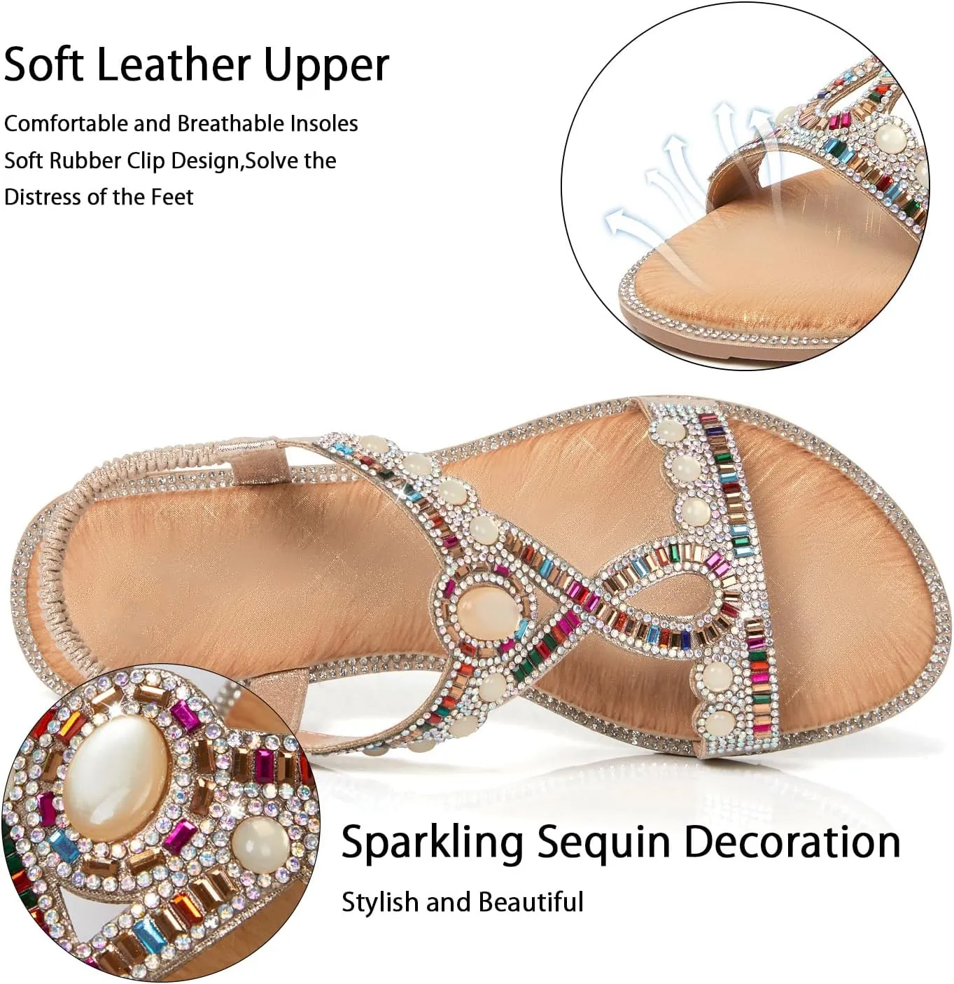 Women Rhinestone Sandals T-Strap Buckle ascend scuba eighteenth whole Bohemian Pearl Crystal Flat Sandals iCKER 