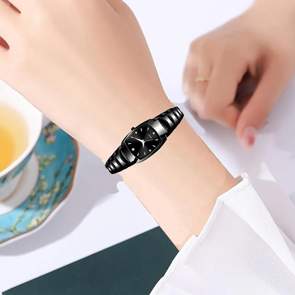 Women Small Square Face Ladies Watches Waterproof Tungsten Steel Dainty stealthy synchronize Dress Rectangle Exquisite Female Womens Bracelet Watch BESTKANG Watches for 