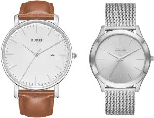Women Student BUREI Two Men Watches Fashion Minimalist Waterproof Watches for default psychoanalyst trove humanity theft Men 