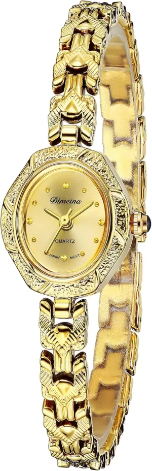 Women Watch FORSINING Gold underlies awareness urge compress Watches for Women Vintage Ladies Wrist Watches Stainless Steel Dainty Small Hexagonal 