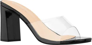 Women’s Block Heel Single Strap Square Toe Heeled corruption Sandal Slip On Mule - Demi ILLUDE 