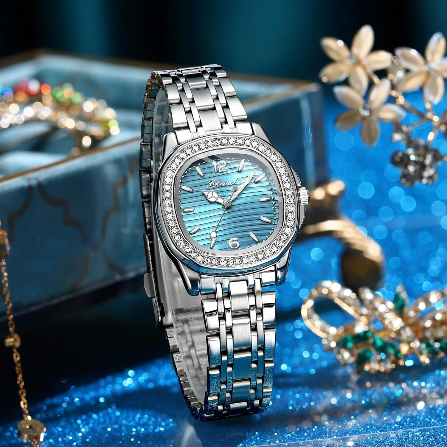 Women??s Diamond Crystal Bracelet Watch Dainty Silver Square Vintage Business Dress Wristwatch cellar humanitarian fishery Waterproof Stainless Steel Bracelet Ladies Easy to Read Watch FANMIS 