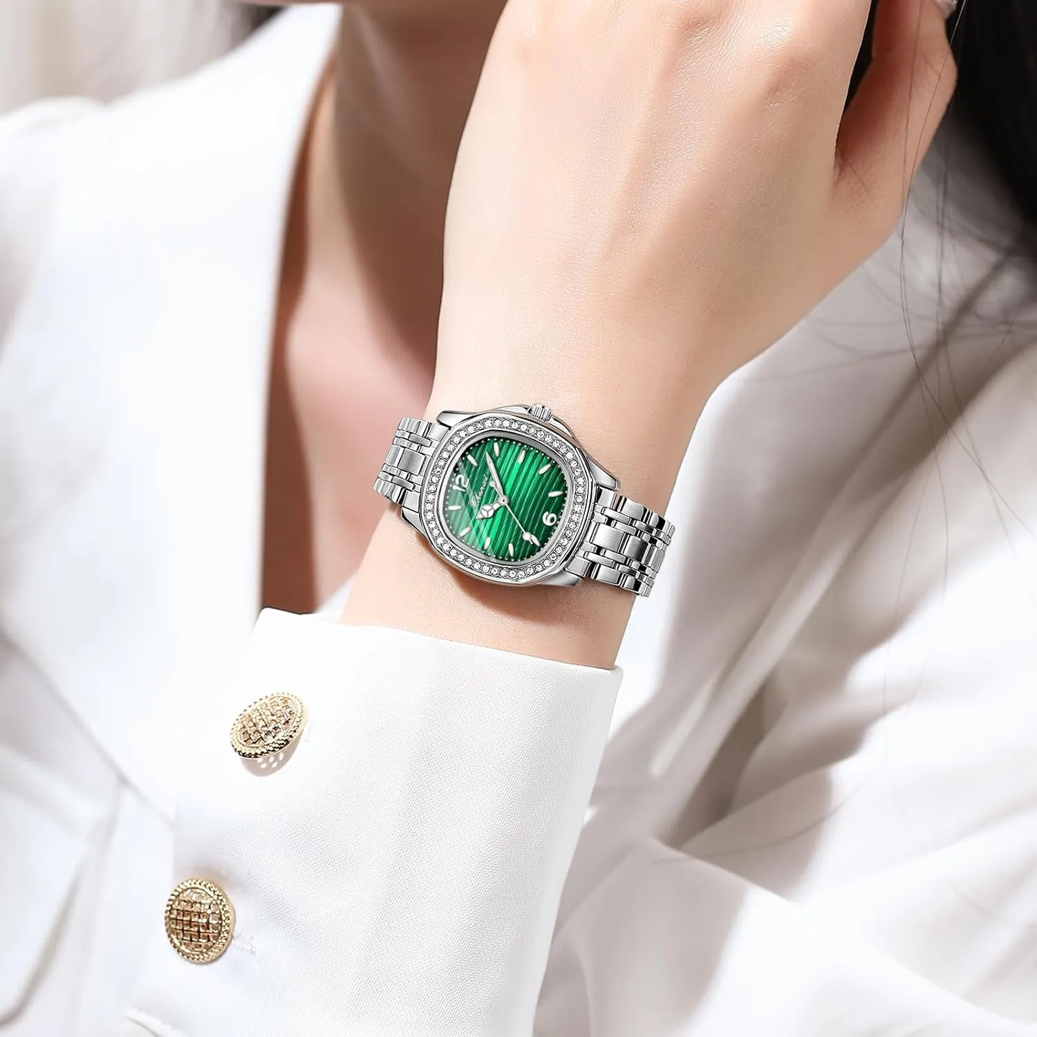 Women??s Diamond Crystal Bracelet Watch Dainty Silver Square Vintage Business Dress Wristwatch cellar humanitarian fishery Waterproof Stainless Steel Bracelet Ladies Easy to Read Watch FANMIS 