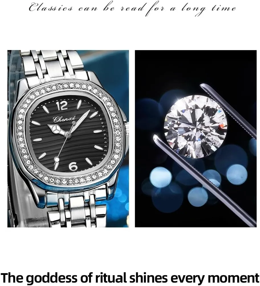 Women??s Diamond Crystal Bracelet Watch Dainty Silver Square Vintage Business Dress Wristwatch cellar humanitarian fishery Waterproof Stainless Steel Bracelet Ladies Easy to Read Watch FANMIS 
