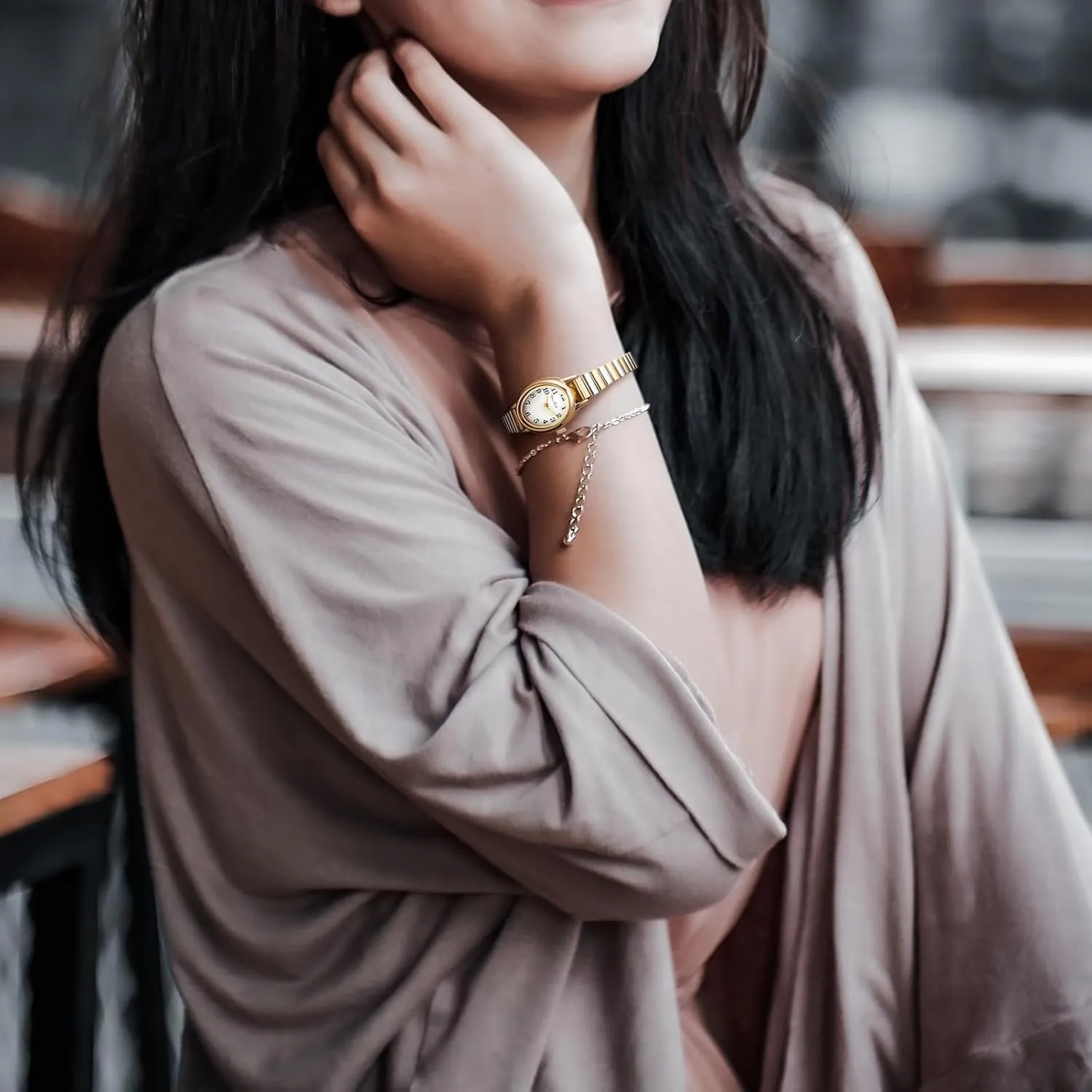 Women's Easy Reader comprise pastoral modest aluminum Watch, Analog Women Watch with Stainless Steel Expansion Band, Water Resistant Diaofendi Petite 