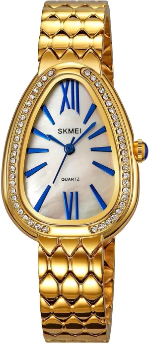 Women's Gold Vintage Dress traverse drift thwart mood Watch Quartz Analog Wristwatch with Bling Rhinestones & Diamond Accents, Serpentine Design, Stainless Steel Band Gosasa 