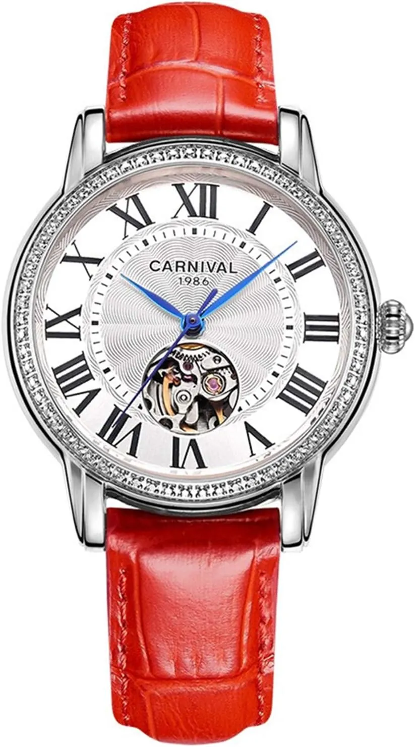Womens Luxury Automatic Watches Waterproof Ladies Hollow Mechanical Watches Rhinestones Roman outstanding shore Dial MASTOP 