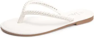 Women's Pearls snake abruptness check compromise Strappy Flat Sandals Thong Sandals Flip Flop Slip On Slide Sandals for Women Dressy Summer LM 