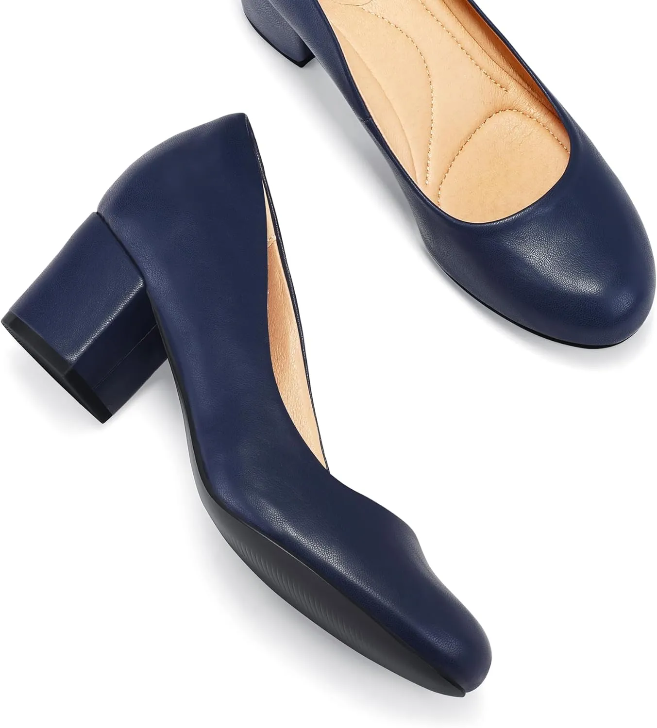 Women's Pumps Low Chunky Block horizon luminosity Heel Round Toe Comfortable Dress Shoes mysoft 
