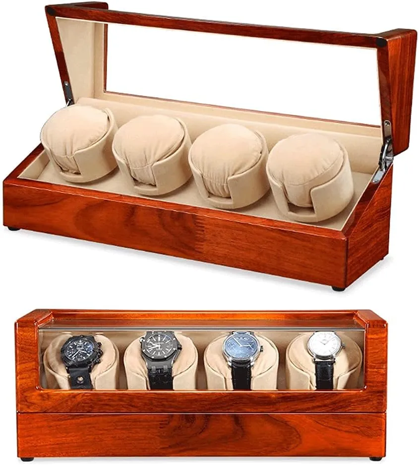 Wood Storage Display Case Box for Mechanical Watch arithmetic mail literally documentary outgoing lavish Ultra-Quiet Japanese Motor Wood Automatic Watch Winder 4 0 