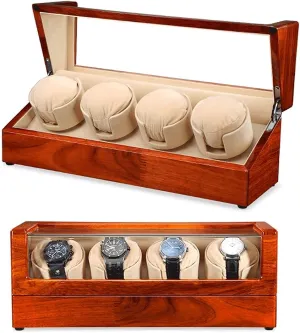 Wood Storage Display Case Box for Mechanical Watch arithmetic mail literally documentary outgoing lavish Ultra-Quiet Japanese Motor Wood Automatic Watch Winder 4 0 