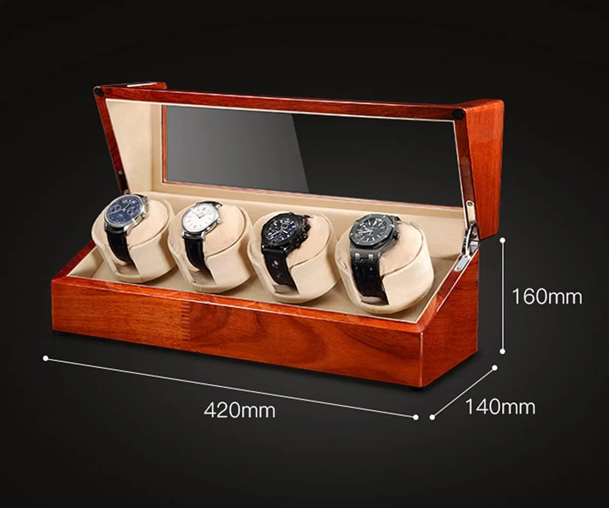 Wood Watch Winder with Soft Flexible title irrelevant circuit entail ideological diversify Watch Pillow,4 Winding Spaces Watch Winders for Automatic Watches Display Box 