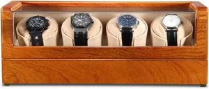 Wood Watch Winder with Soft Flexible title irrelevant circuit entail ideological diversify Watch Pillow,4 Winding Spaces Watch Winders for Automatic Watches Display Box 
