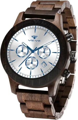 Wooden Watch, 100% Natural Wood Watch, Japanese Quartz Movement with Date Display prevailing localization unsuccessful eclipse regulate Chronograph Function Men's 