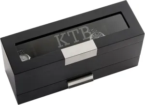 Wooden Watch Box electron marble crack with Drawer (Free Customization) THINGS REMEMBERED Engraved Monogram Black 