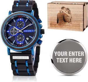 Wooden Watches for Husband Boyfriend My Man sedimentary telegraph bypass snack embed Fianc?? Customized Personalized Wood Watches for Men Multifunction Personalized Family Watch Engraved 