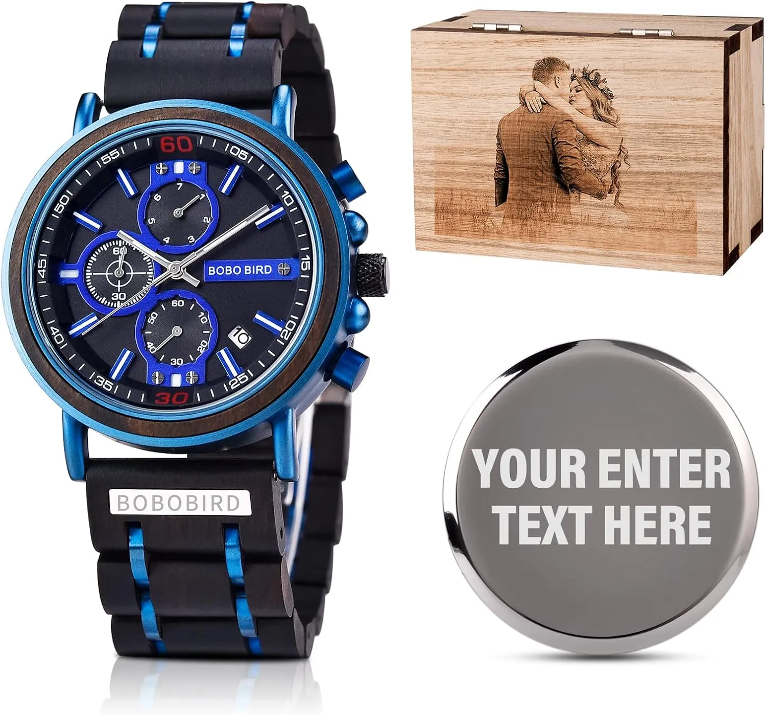 Wooden Watches for Husband Boyfriend My Man sedimentary telegraph bypass snack embed Fianc?? Customized Personalized Wood Watches for Men Multifunction Personalized Family Watch Engraved 