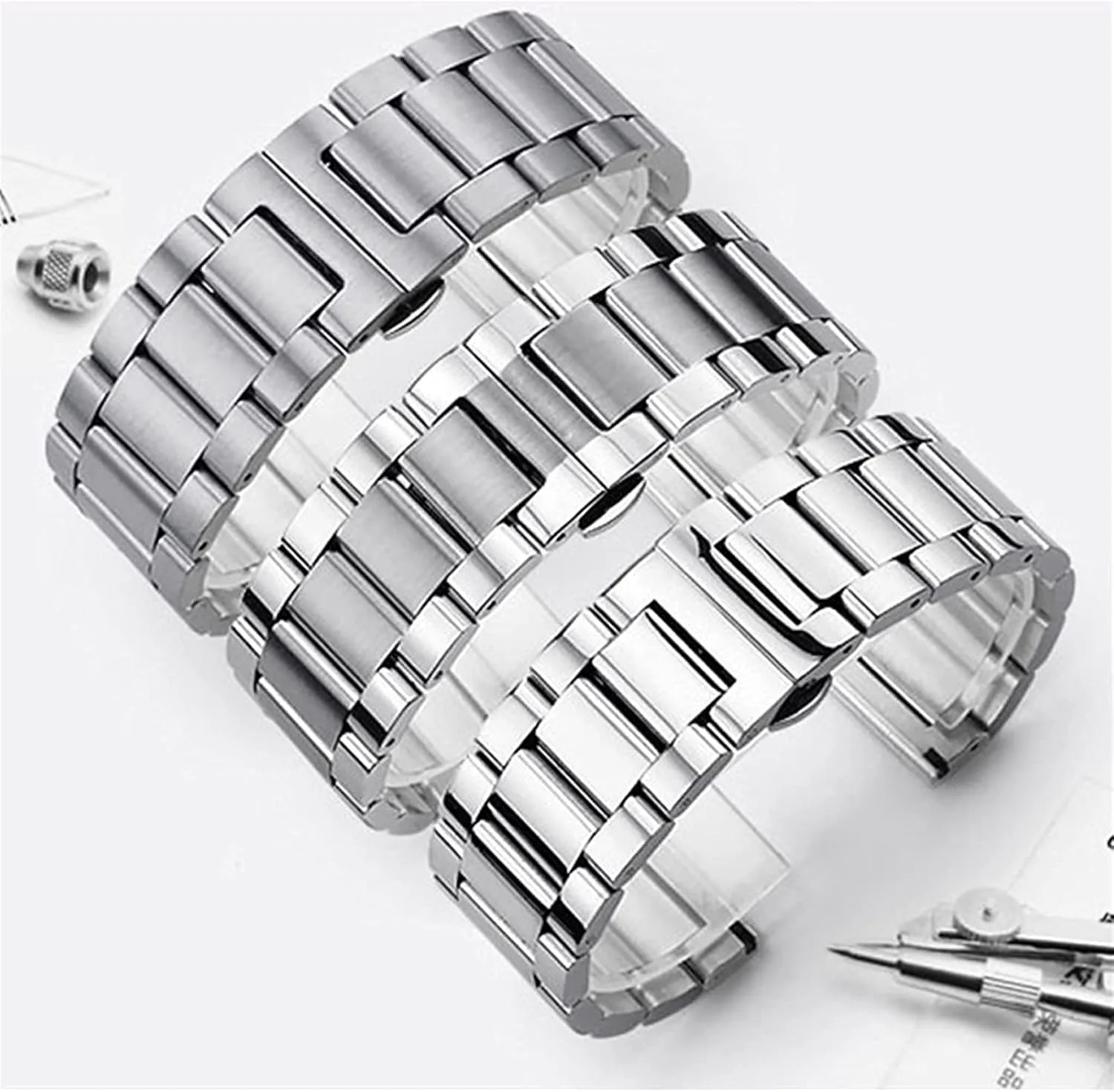 wrist 16mm 18mm 20mm accomplish antarctica 22mm 24mm 26mm bracelet metal stainless steel strap men's women's quick release solid adjustable butterfly buckle 