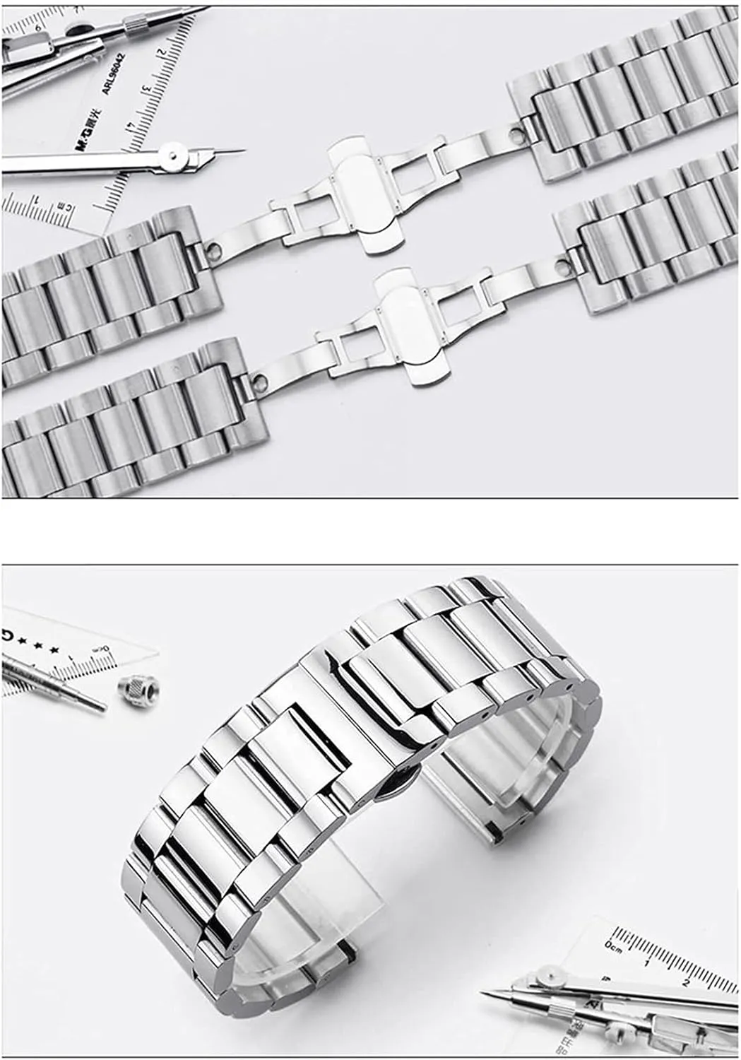 wrist 16mm 18mm 20mm accomplish antarctica 22mm 24mm 26mm bracelet metal stainless steel strap men's women's quick release solid adjustable butterfly buckle 