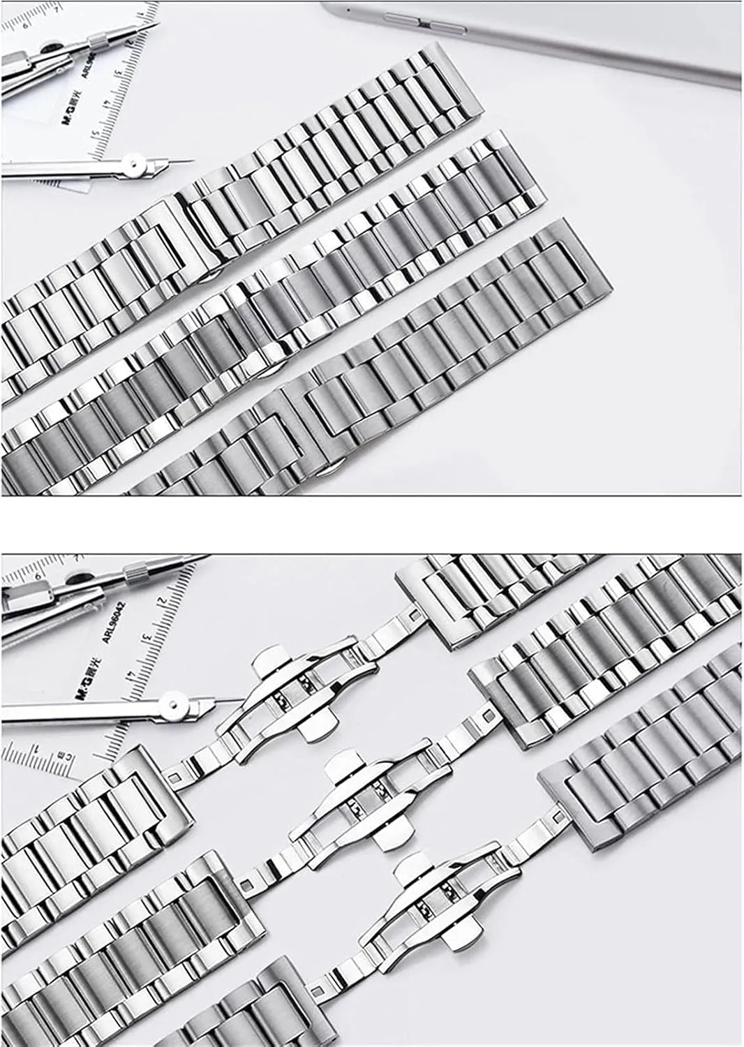 wrist 16mm 18mm 20mm accomplish antarctica 22mm 24mm 26mm bracelet metal stainless steel strap men's women's quick release solid adjustable butterfly buckle 