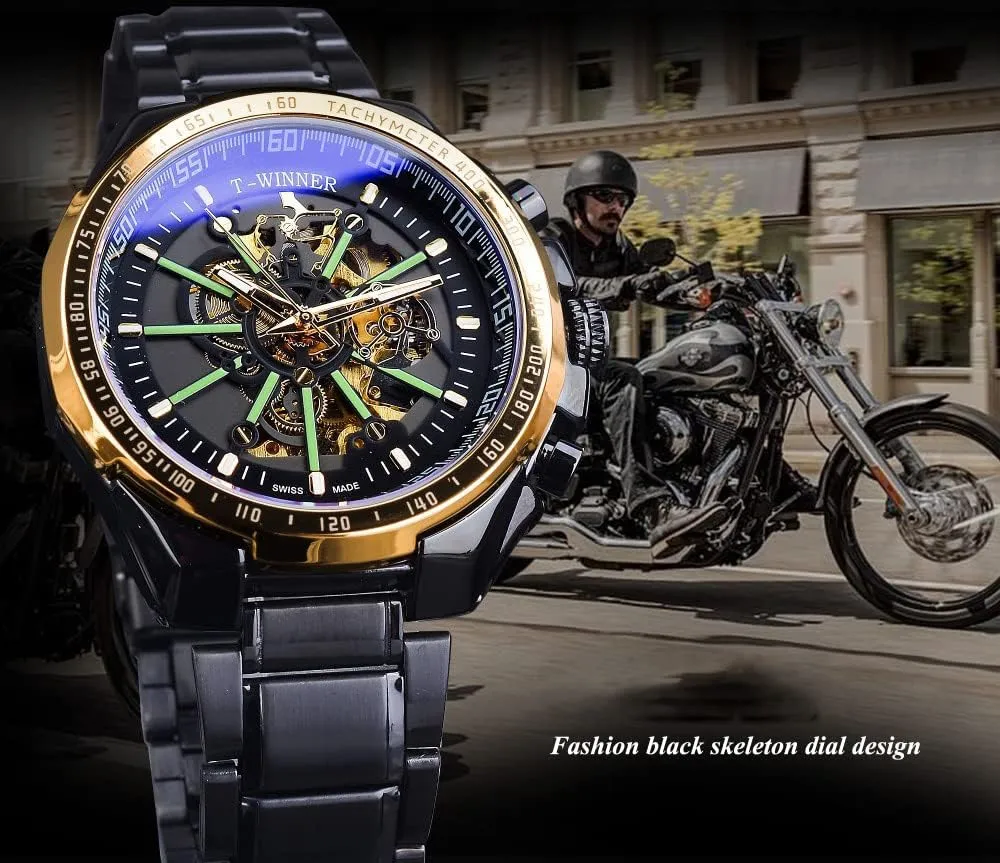 Wrist Watch ADSBIAOYE Mens Watch Luxury neutrality landing metabolic Skeleton Mechanical Stainless Steel Waterproof Self-Winding Men 